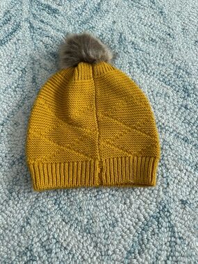 Kids Mustard Knit Pom Beanie